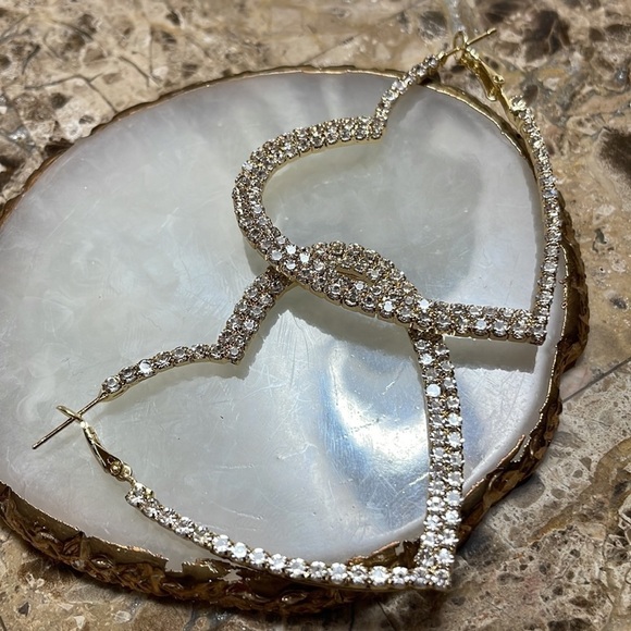 NanaMacs Rhinestone Heart Statement Earrings - Picture 8 of 15